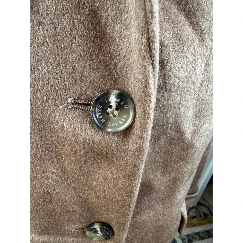 Lauren Ralph Lauren NWT‎ 2 Petite Wool Blend Button Front Classic Coat Camel